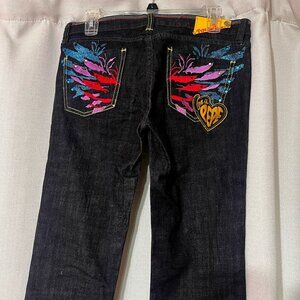Women's Pepe Jeans Painted Embroidered Love is Pepe Theme sz 29 Vintage Y2K